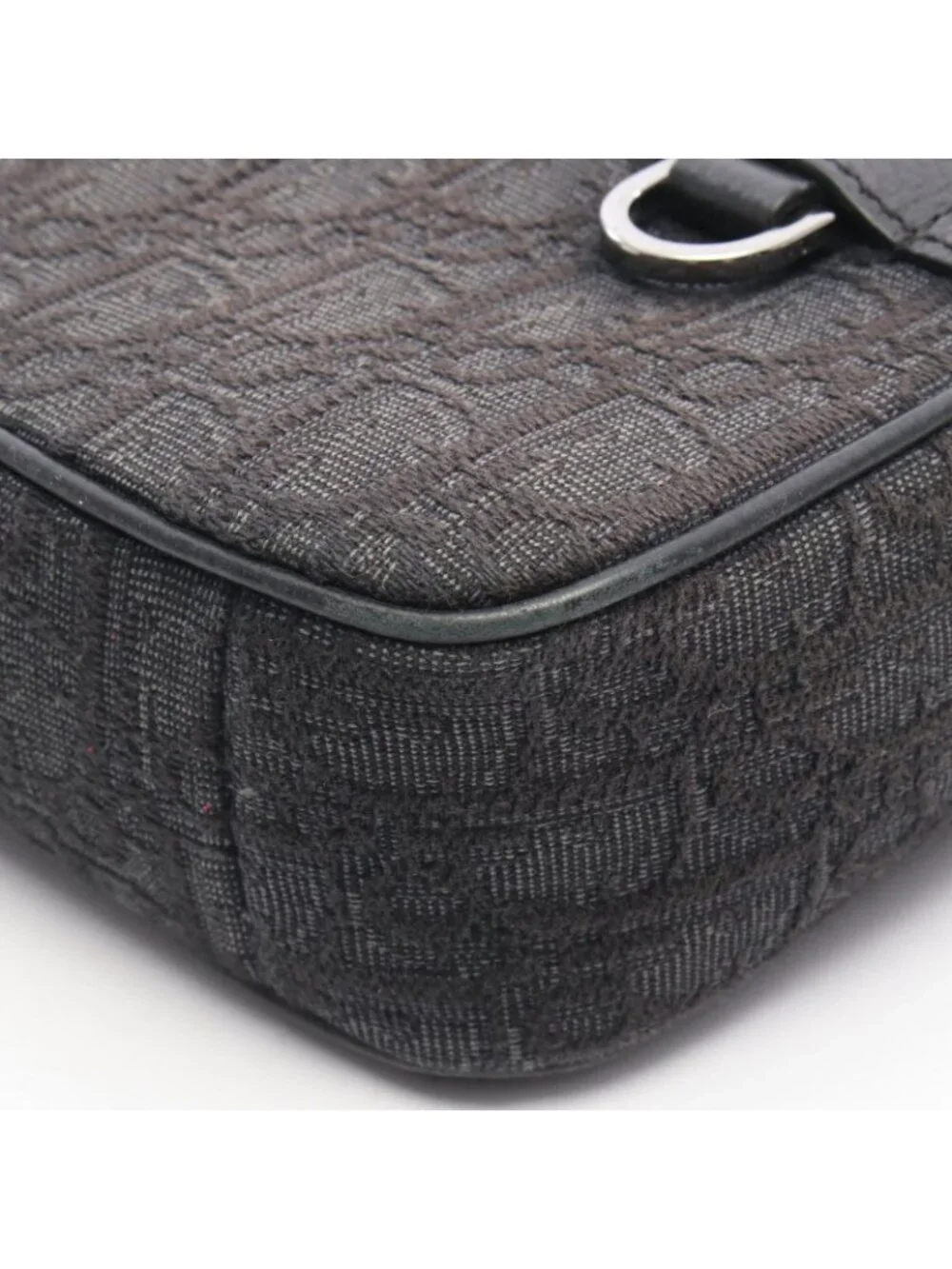 Dior Shoulder Bag Safari Oblique Black Gray Canvas Leather